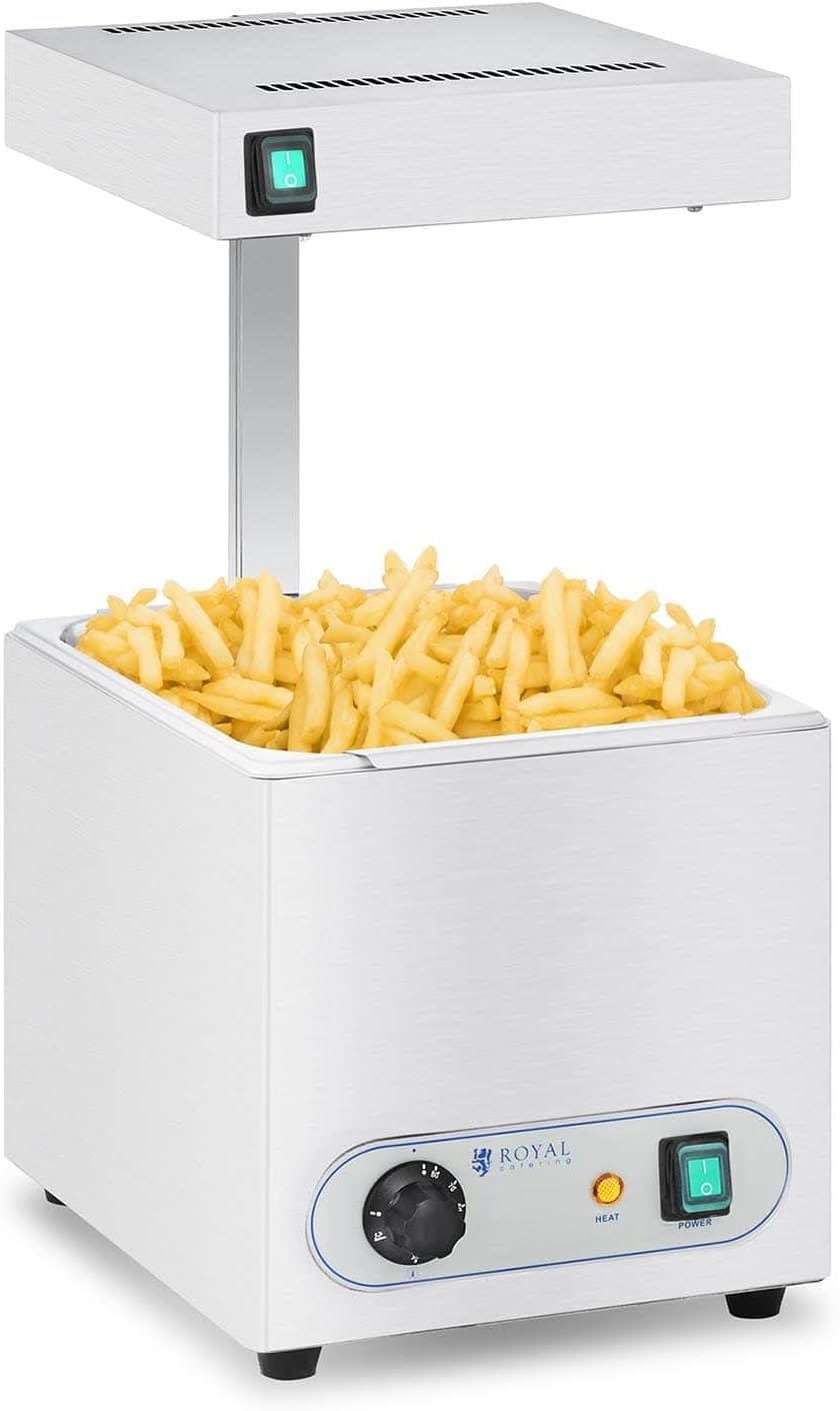 Chauffe-Frites et Lampe Chauffante Infrarouge RCWG-1500 (GN 1/2, 350 W / 500 W, Intervalle de température 30-90 °C, Composition Acier INOX, Thermostat) Chauffe Frite et Lampe Chauffante 850 W
