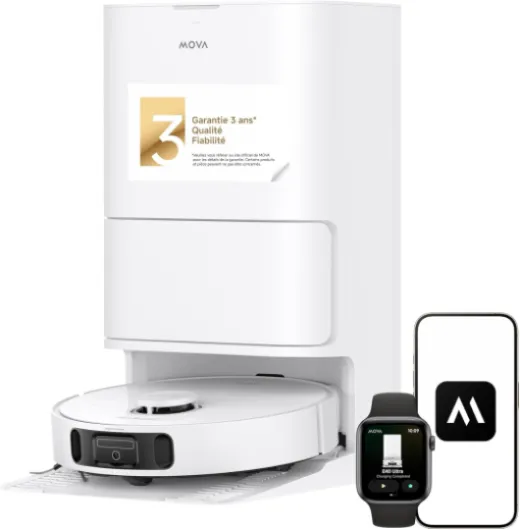 Robot aspirateur et Laveur à vidage Auto E40 Ultra avec Aspiration de 19 000 Pa, Technologie de Lavage MaxiReach, Brosse latérale Anti-nœuds, Base Tout-en-Un, 75 Jours de Nettoyage Autonome