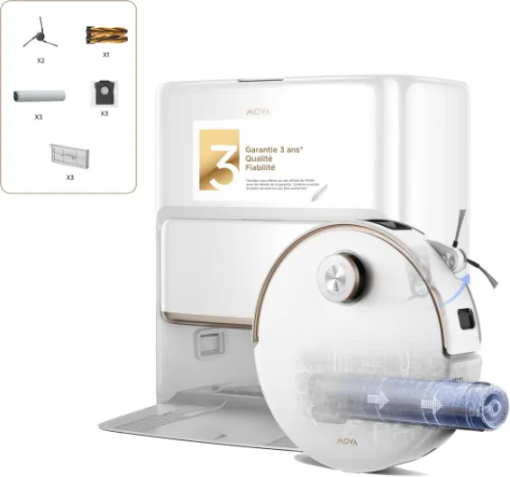 Robot aspirateur Z60 Ultra Roller Complete avec Fonction d'essuyage, Nettoyage HydroForce, Technologie AutoShield, boîtier LiftPro et système StepMaster 2.0, Puissance d'aspiration 28 000 Pa