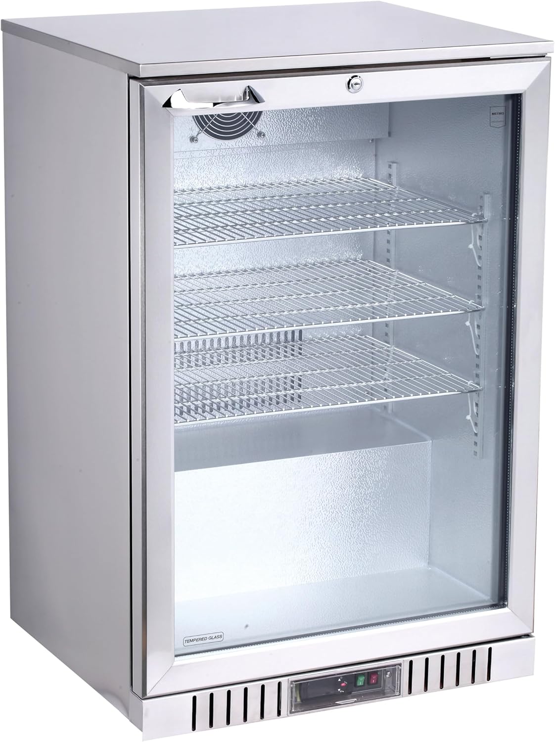 Mini Bar/Réfrigérateur à Boissons Sous Comptoir GBC3001S avec Porte Vitrée, Inox/Verre, 60x53x86,5 cm, Refroidissement par Air, Argenté 127 L Argent