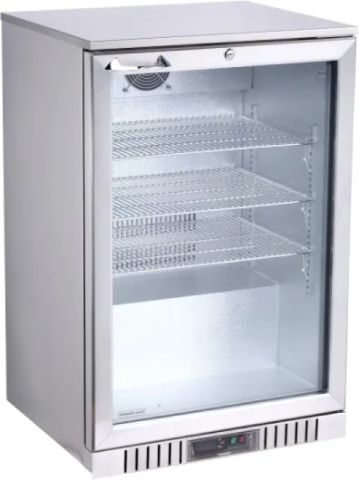 Mini Bar/Réfrigérateur à Boissons Sous Comptoir GBC3001S avec Porte Vitrée, Inox/Verre, 60x53x86,5 cm, Refroidissement par Air, Argenté 127 L Argent