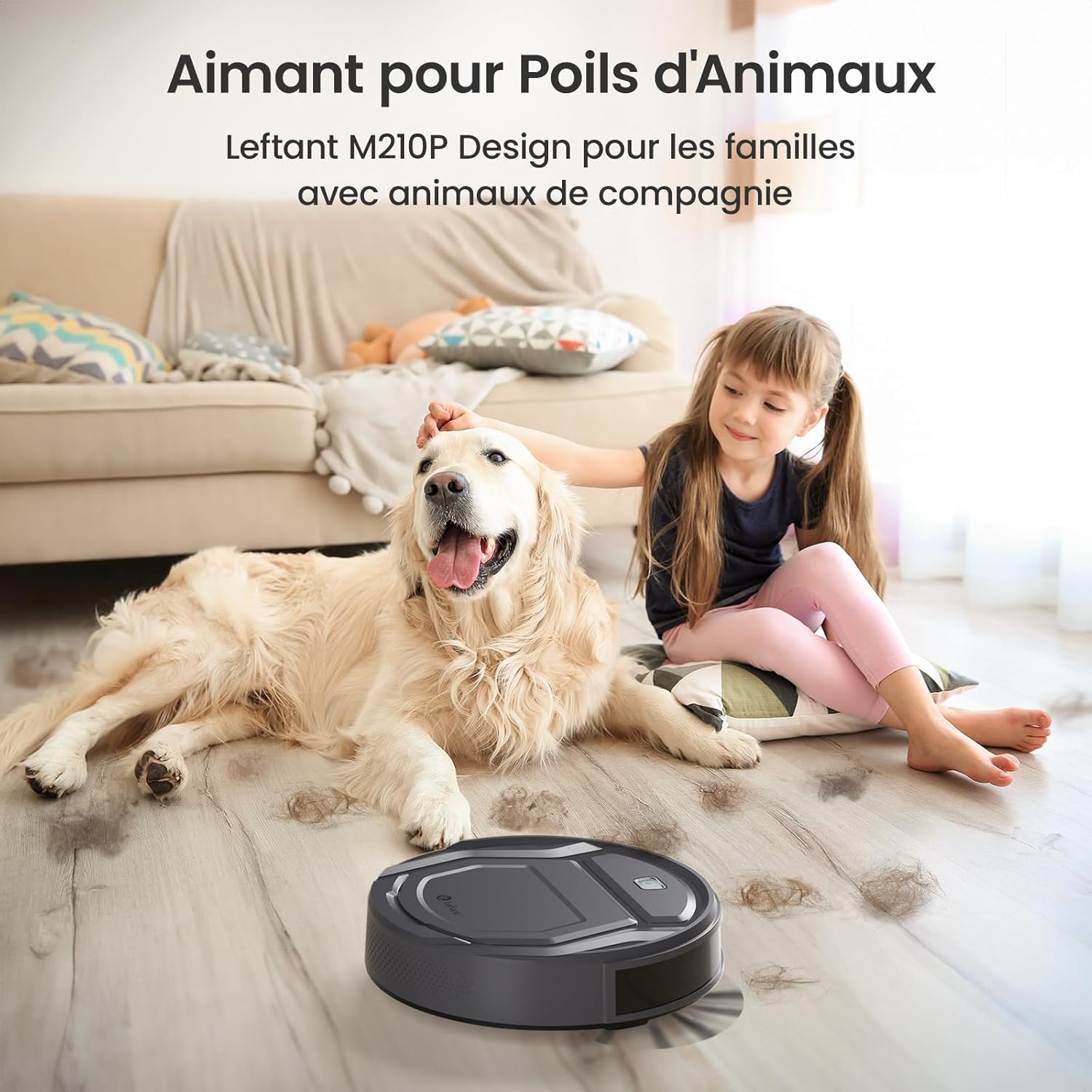 Aspirateur Robot, Mince Silencieux Connecté WiFi-Bluetooth-Alexa-App, 6 Modes de Nettoyage, Auto-Charge, 120min d'Autonomie, Idéal pour Poils d'animaux Sols Tapis, M210P Girs M210P Gris