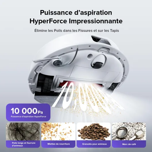 Q10 S5 Robot Aspirateur Laveur, 10000 Pa Aspiration, Double Anti-emmêlement, Système VibraRise 2.0, Levage des Serpillères de 8 mm, Navigation PreciSense LiDAR, Évitement d'obstacles, APP Q10 S5 Blanc