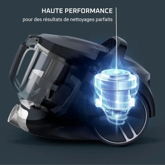 Compact Power XXL Aspirateur sans sac, Moteur haute efficacité, 2,5 L, Compact, Facile à vider, Technologie cyclonique, Large rayon d'action RO4871EA, Bleu 900W - Mini Turbo Brosse