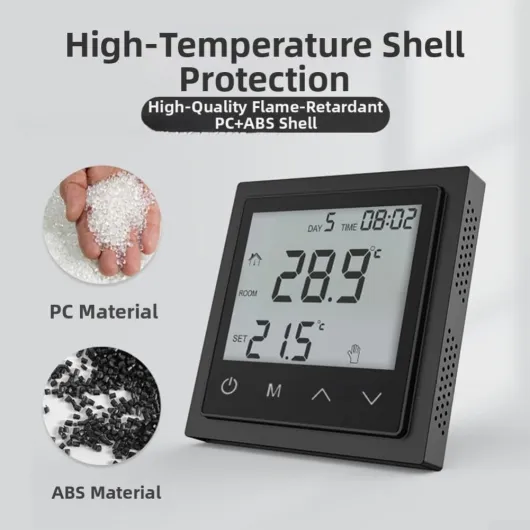 Thermostat de chauffage au sol avec sécurité enfant, restauration automatique après panne de courant, contrôle de la température par hystérésis réglable et affichage LED clair pour une surveillance