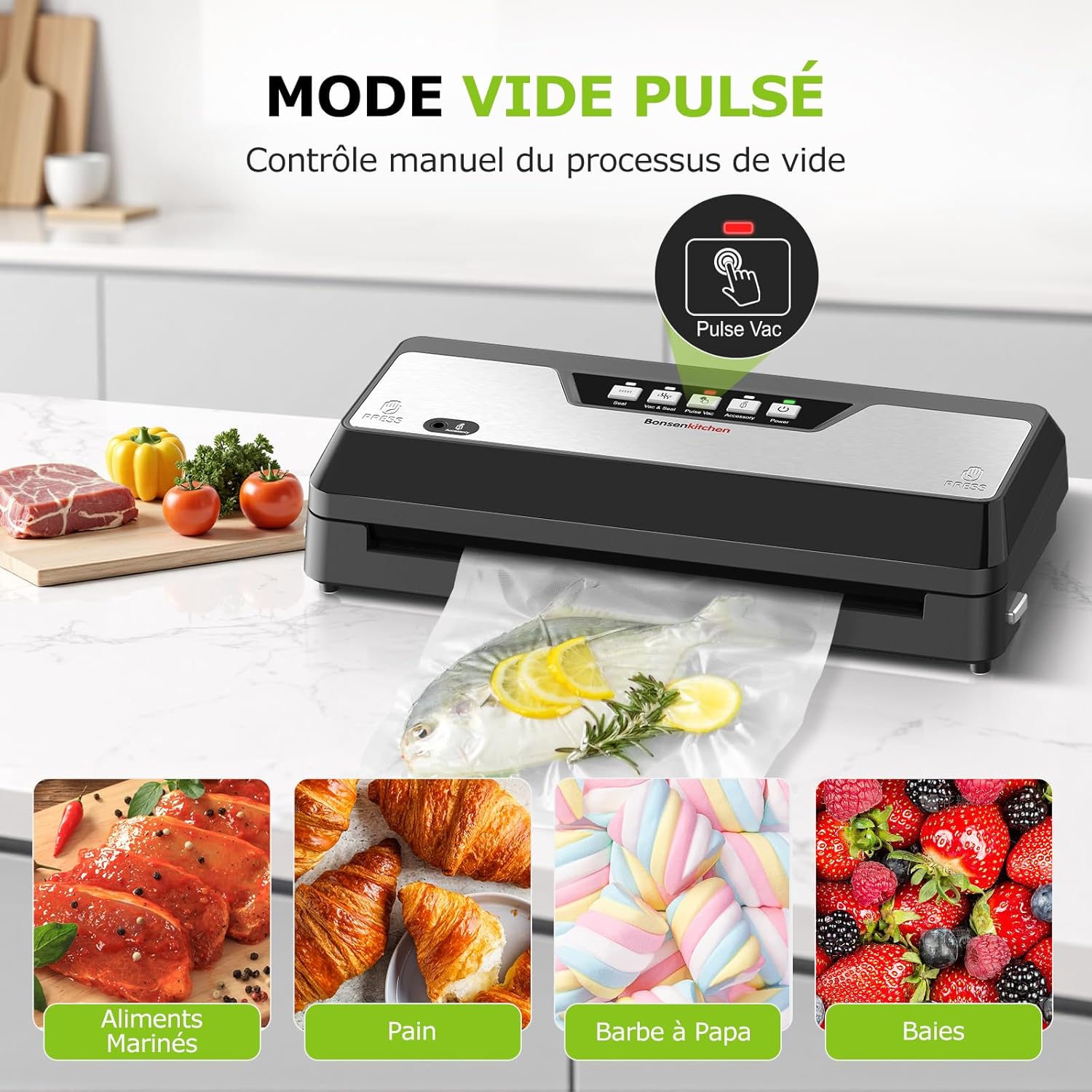 Machine sous vide avec coupe-sac intégré, rangement, 1 rouleau et 5 sacs prédécoupés, pour cuisson sous vide, Noir Noir（1 rouleau）