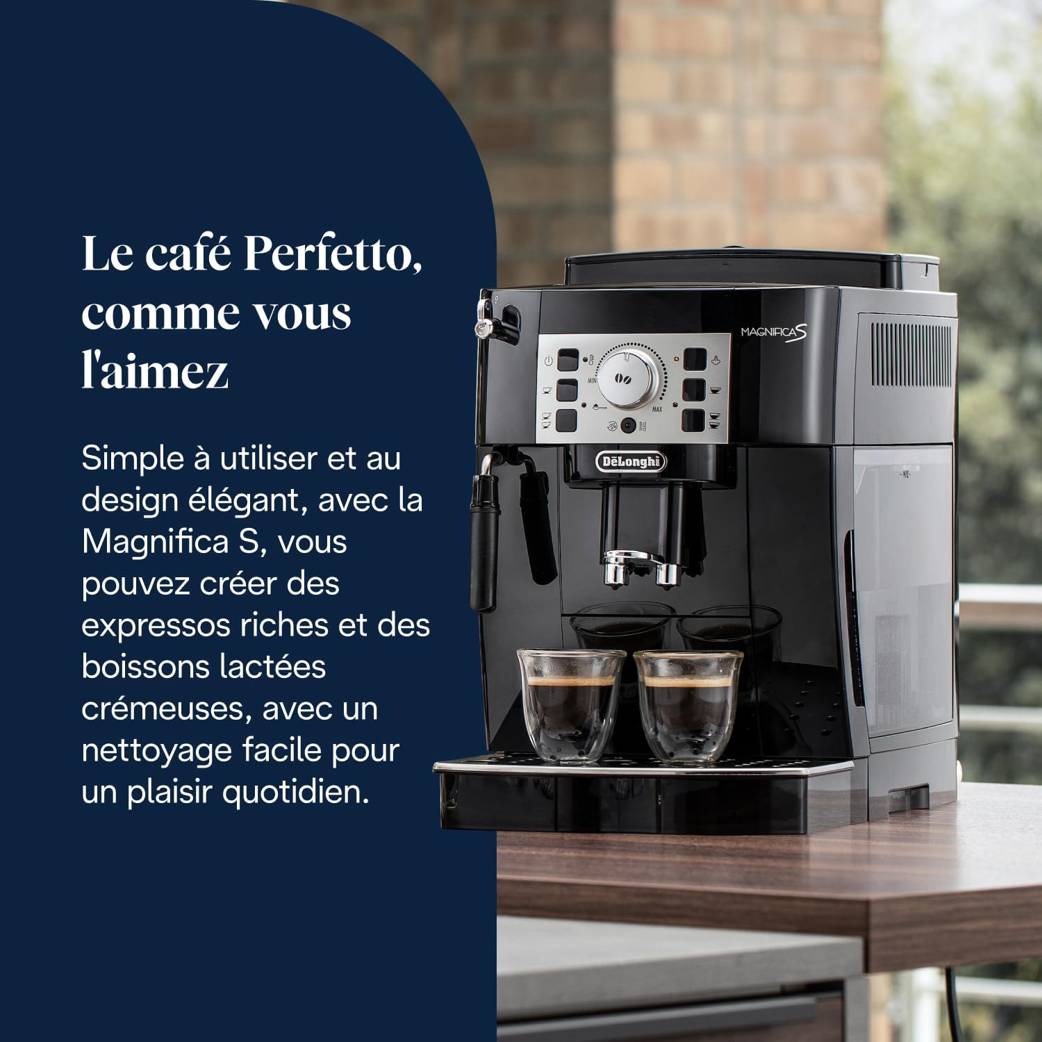 De’Longhi Magnifica S - Perfetto Machine à Café Automatique avec Mousseur à Lait Manuel, Machine à Espresso et Cappuccino, Panneau de Commande avec Boutons, Noir (ECAM22.110.B) 5 Fonctions Argent