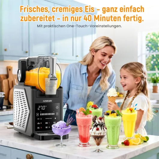 Machine à granita – 2,5 L machine à glace & slushie pour la maison, avec écran LED, 6 programmes préréglés pour crème glacée, margaritas, frappés, milkshakes, nettoyage automatique, sans glace Black