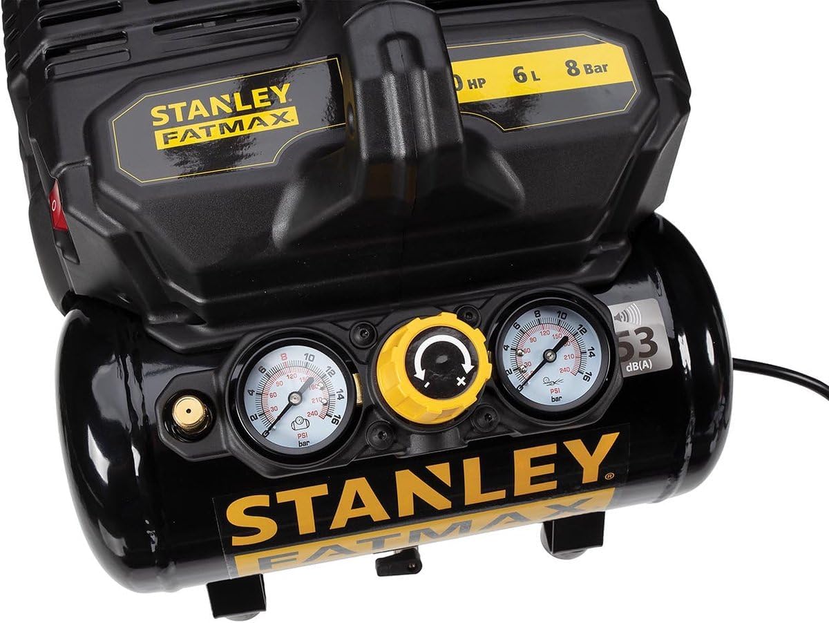Compresseur FATMAX DST 101/8/6 FMXCM00 - Compresseur d'air portable et pour voiture 8 bars - 6 L - 105 l/min - Sans huile - Silencieux - IP43-1450 tr/min - Noir/Jaune Unique