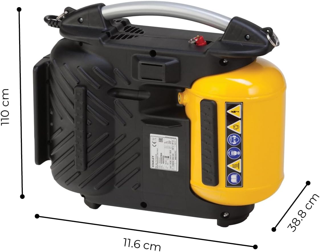 Compresseur DN200/10/5 - Compresseur à Air 10 Bar - 5L - 180L/Min - Compresseur à Air Portatif avec Poignée et Sangle de Transport - Jaune