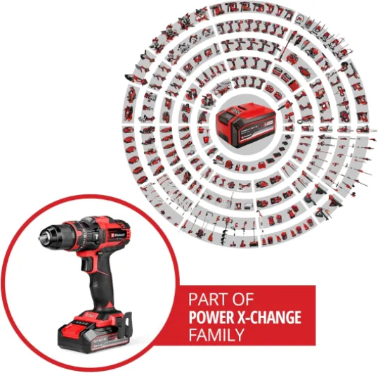 Perceuse-visseuse à percussion sans fil TE-CD 18/44 Li-i (1 x 2,5 Ah) Power X-Change (18 V, 44 Nm, perçage à percussion, mandrin métallique 13 mm, 2 vitesses, avec batterie 2,5 Ah et chargeur) 44Nm Avec Batterie 2,5Ah + Chargeur