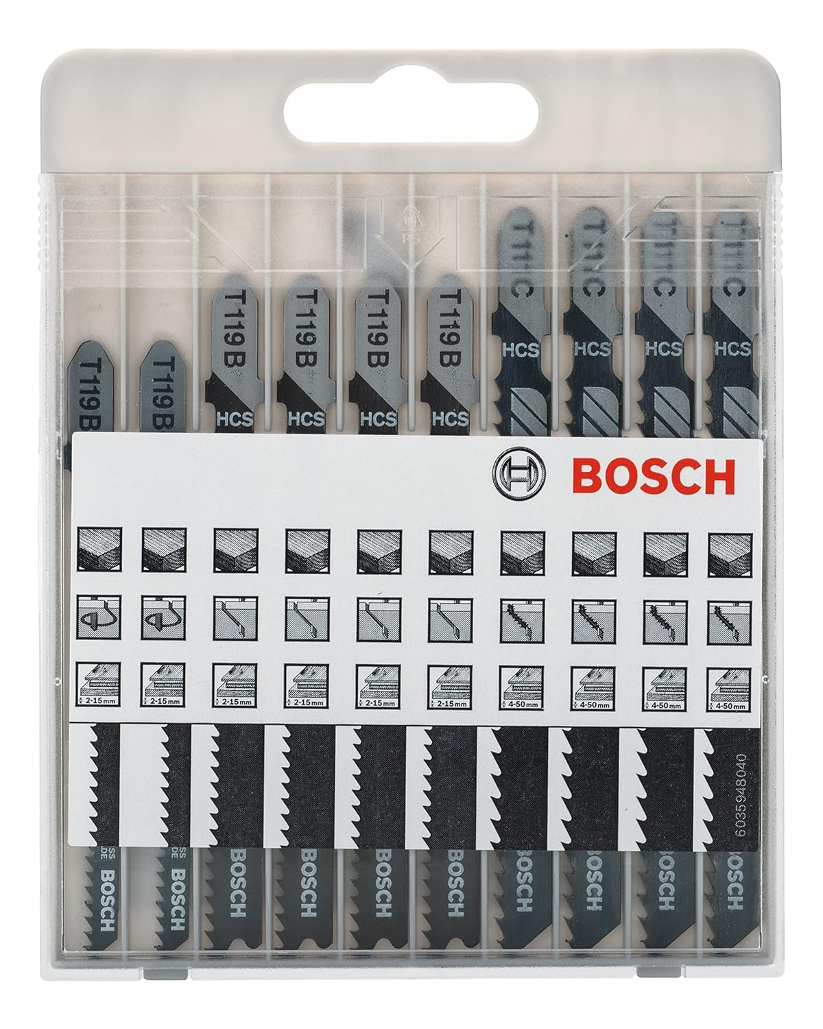 Professional 10pcs - Kit Lames Scie Sauteuse (pour Bois, Emmanchement T, Accessoires Scies Sauteuses)