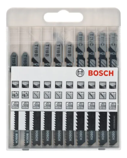 Professional 10pcs - Kit Lames Scie Sauteuse (pour Bois, Emmanchement T, Accessoires Scies Sauteuses)