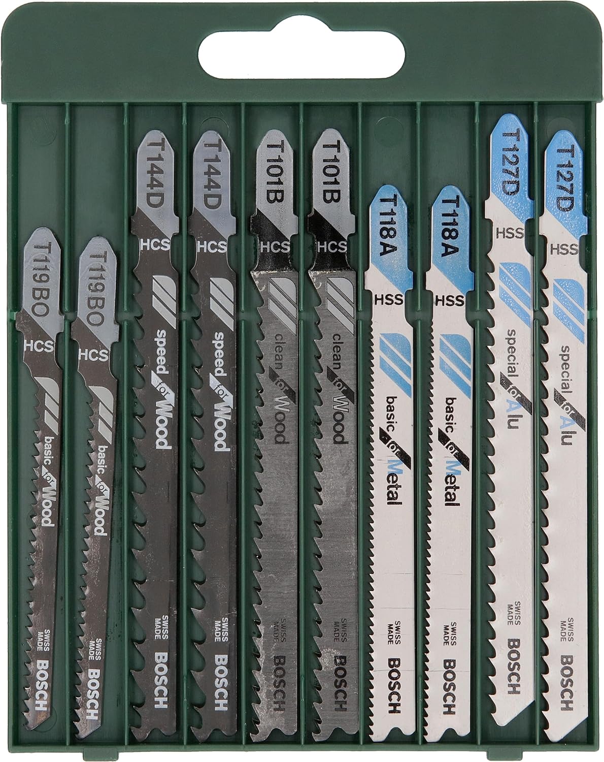 Accessories 10 pièces Jeu de lames de scie sauteuse Wood and Metal (bois et métal, accessoires emmanchement à deux dents de la scie sauteuse)