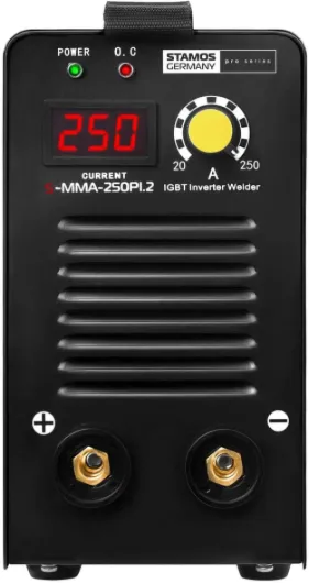 Stamos Germany S-MMA-250PI.2 Poste à Souder à l'Arc Poste a Souder Inverter MMA Soudage Soudure (250 A, 230 V, Écran LED, Hot Start, IGBT, Câble de 8m)