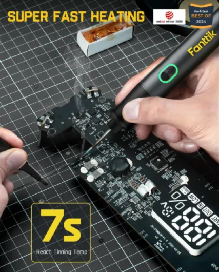 T1 Max Fer à souder sans fil, chauffage rapide en 7 secondes (200°C-450C), arrêt automatique, 4 pointes de soudure de précision (C210), support pivotant à 360°