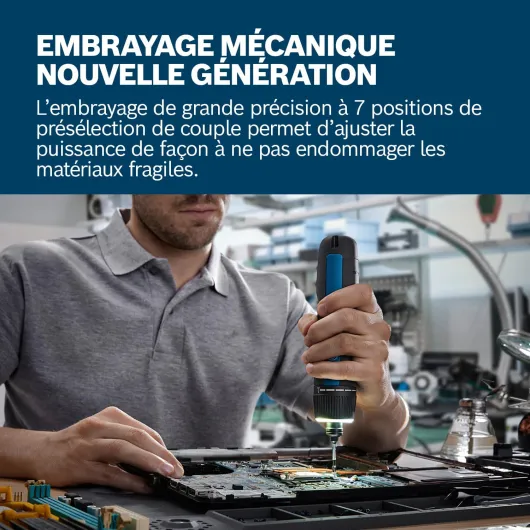 Tournevis sans-fil Bosch GO 3 (avec set de 8 embouts, porte-embout, câble USB-C, mini coffret), Blue, 06019H2201
