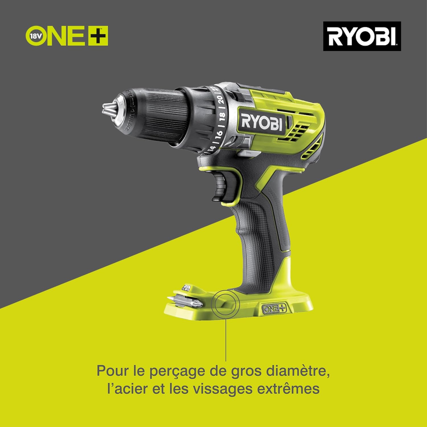 Perceuse Visseuse Sans Fil 18V ONE+ R18DD3-0 – Mandrin 13mm, 2 Vitesses, 24 Positions de Couple, Compacte – Batterie Non Incluse Perceuse-Visseuse - Sans batterie - Génération 3 Norme