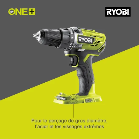 Perceuse Visseuse Sans Fil 18V ONE+ R18DD3-0 – Mandrin 13mm, 2 Vitesses, 24 Positions de Couple, Compacte – Batterie Non Incluse Perceuse-Visseuse - Sans batterie - Génération 3 Norme