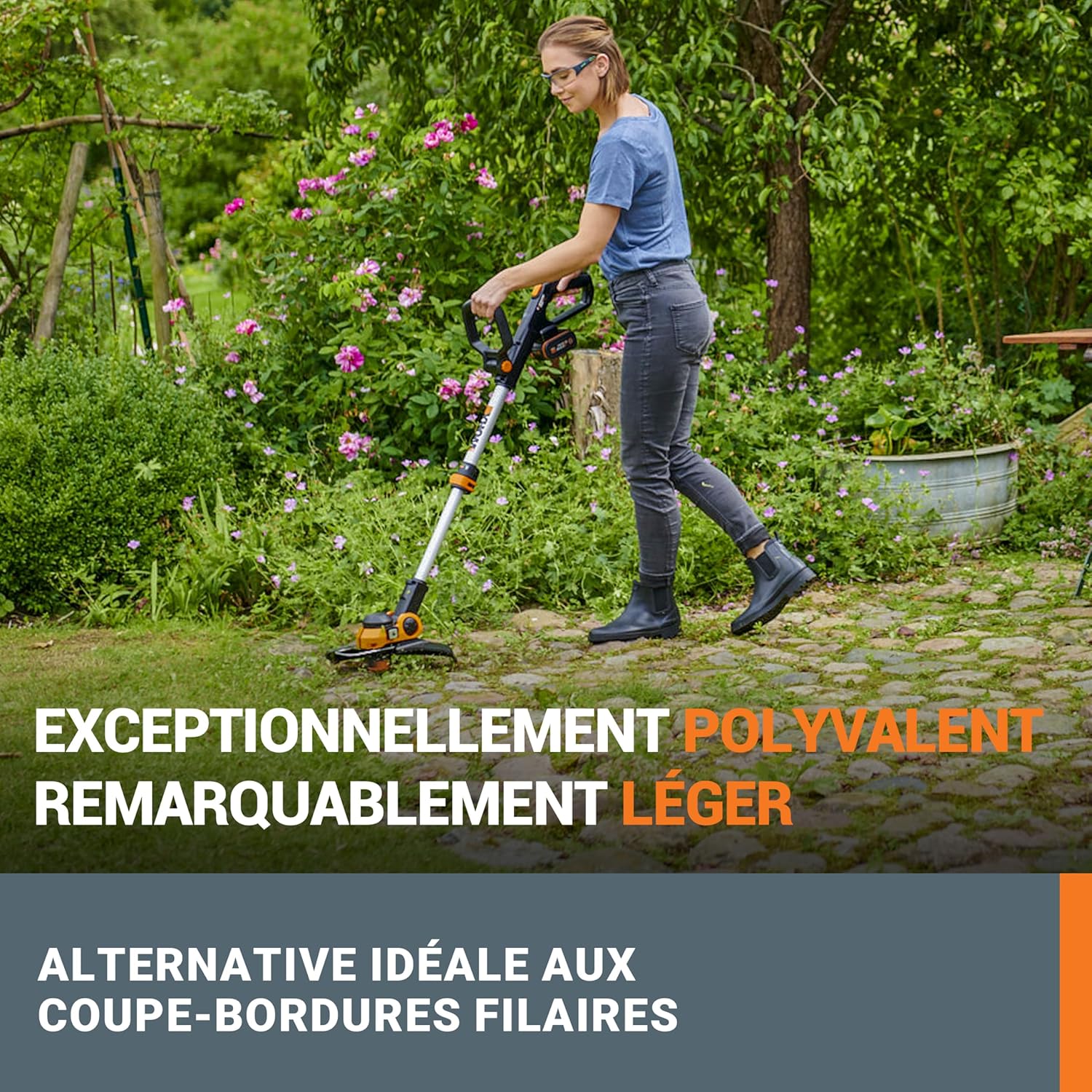 20V Coupe-Bordures et Dresse-Bordures sans Fil WG163E.3, PowerShare, Diamètre de Coupe 30 cm, Tête Inclinable à 90°, Poignée et Manche Réglables, 2 Batteries 2Ah et 1 Chargeur Inclus WG163E.3 (2*2.0Ah Battery)