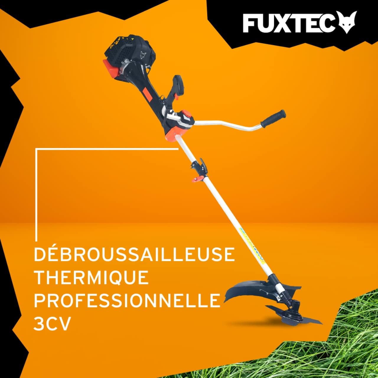 Débroussailleuse Thermique Professionnelle FX-PS152 52 cm3 3CV Système Anti Vibration - 2 en 1 Coupe-Bordure avec Tête de Coupe Double Fil et Lame 3 Dents Modèle Conçu pour Les Pros 52 cc