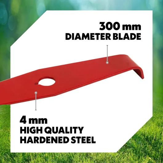 Lame de débroussailleuse Oregon 4,0 x 300 mm, à 2 dents pour végétation haute et dense, compatible avec toutes débroussailleuses (Stihl, Echo, Husqvarna, etc.), réf - 295505-0 Épaisseur 4 mm 2-tooth
