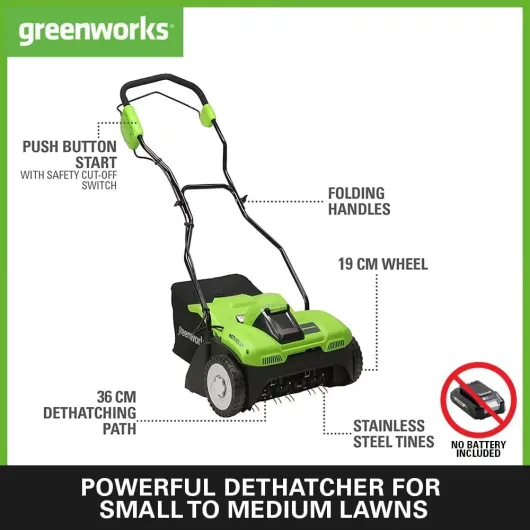 40V Scarificateur électriques Aérateur à Gazon Sans Fil, Émousseur, 3600 tr/min, Largeur de Travail 36 cm, Bac de Ramassage 30 L SANS Batterie Chargeur G40DT35 Sans batterie ni Chargeur 40V
