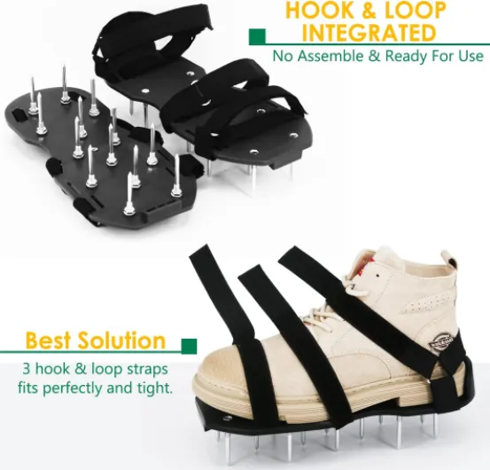 Aérateur Pelouse Chaussure, Installation Gratuite, Chaussures À Gazon pour Aérer Efficacement avec Ongles, Idéal pour L’Entretien De Votre Pelouse, Chaussures À Ongles Scarificateur Gazon Avec Pelle Noir