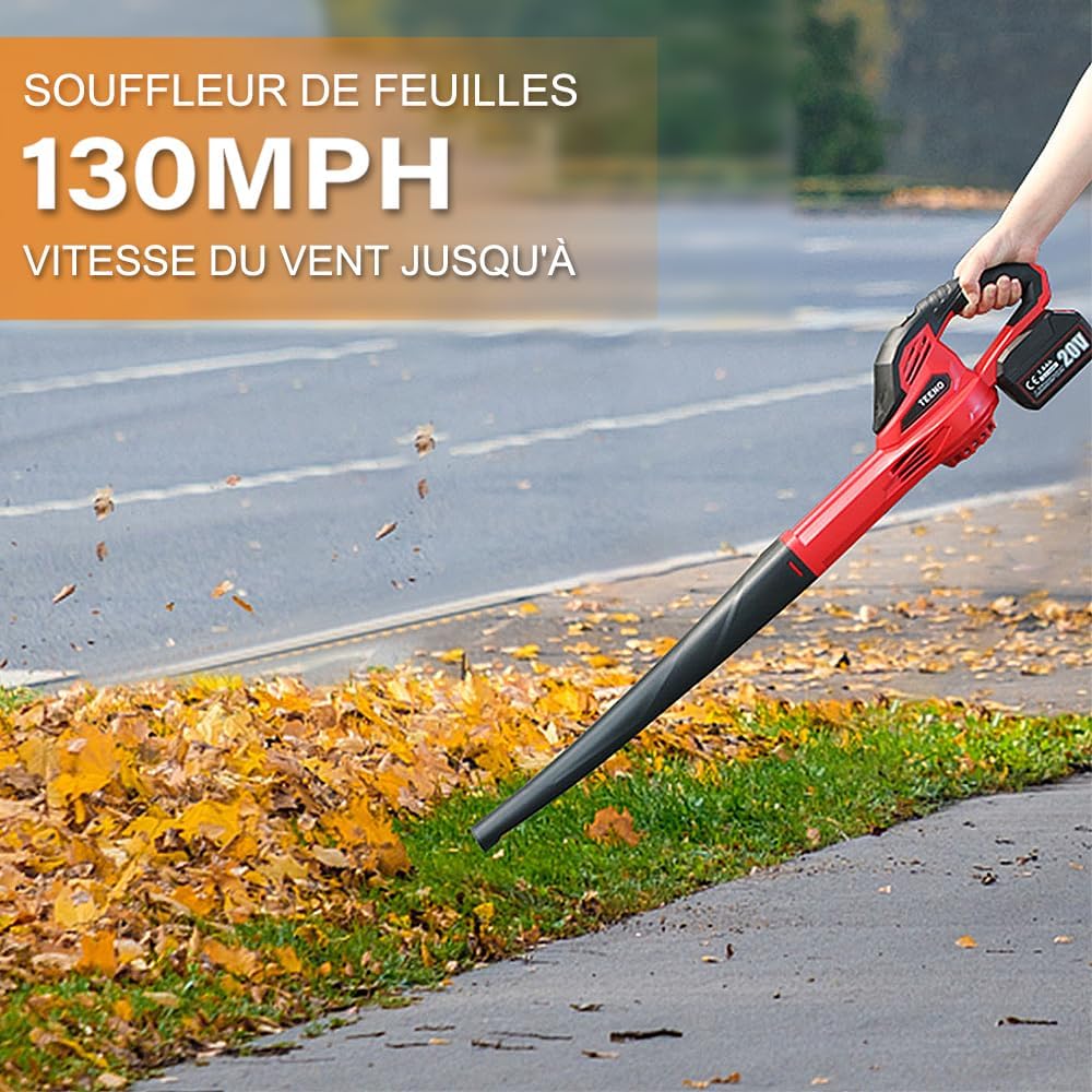 Souffleur de Feuilles sans Fil, Puissant 288 km/h, Léger avec Batterie 3.0Ah et Chargeur - pour Nettoyage Jardin, Terrasse, Allées Transmission à variation continue