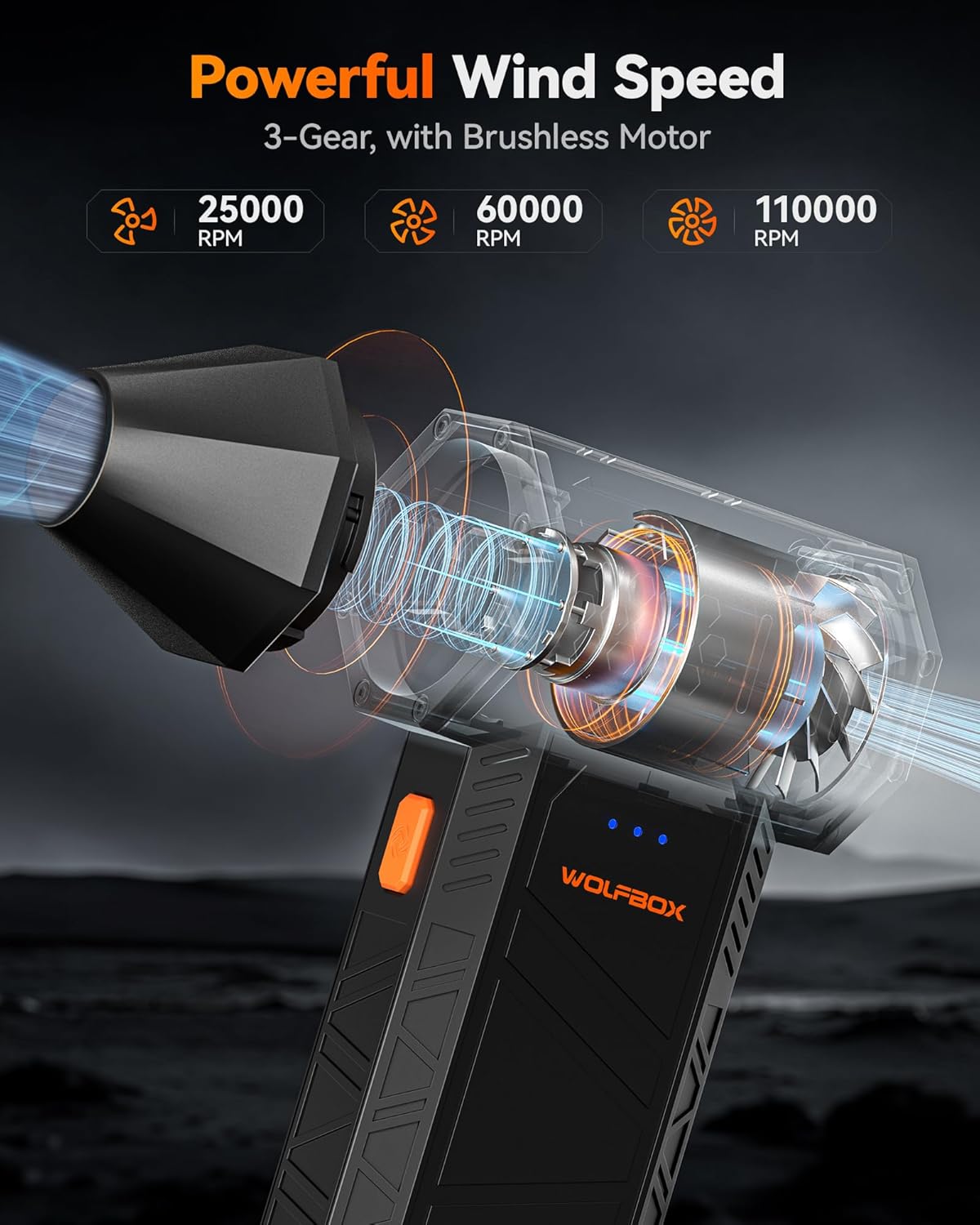 MF50 Soufflette Air Comprimé 110 000 tr/min – 3 Vitesses Réglables, Dépoussiéreur Haute Puissance pour Ordinateur, Clavier, Voiture et Maison