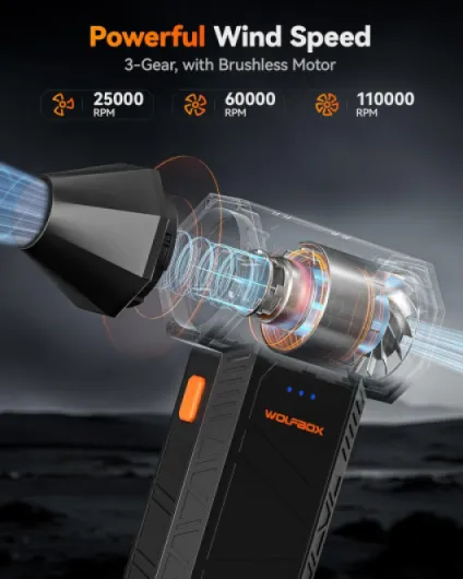 MF50 Soufflette Air Comprimé 110 000 tr/min – 3 Vitesses Réglables, Dépoussiéreur Haute Puissance pour Ordinateur, Clavier, Voiture et Maison