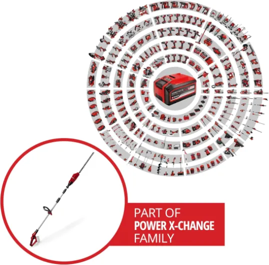 Taille-haie télescopique sans fil GE HH 18/45 Li-Solo (18V, principal Poignée en T 4 et moteur Tête inclinable 7 vitesses) Livré sans Batterie ni Chargeur Solo: Sans Batterie ni Chargeur Unique