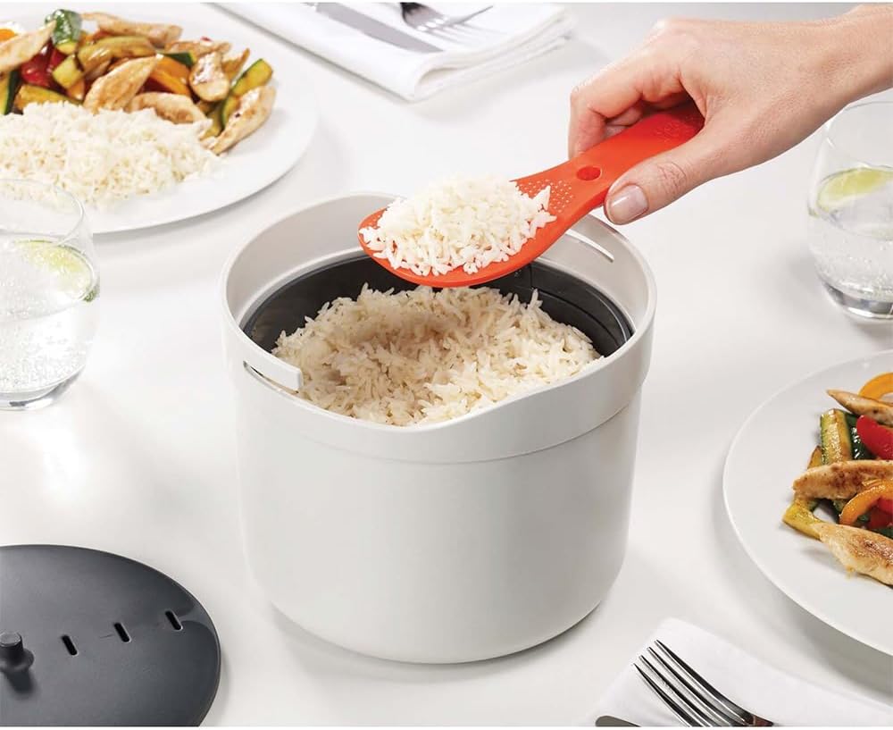 M Cuisine - Cuiseur à Riz pour Micro-ondes, multifonction, Capacité 2 litres, avec instructions de cuisson, pierre / orange Unique