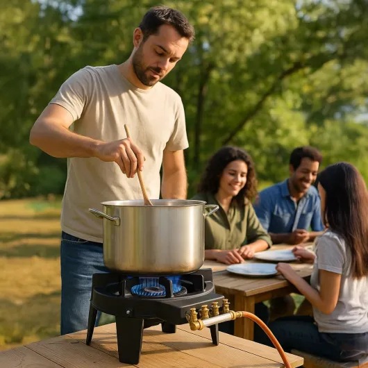 Rechaud gaz 4 Pieds Fonte véritable 9800 2 Bruleurs Plats Grands volumes réchaud sans accessoires gaz