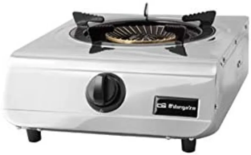 Fo 1700 - Cuisinière à gaz, couleur noire, acier inoxydable, pour butane ou propane, brûleur 4,3 kW