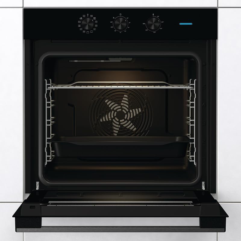 Hisense BI64111AB Four multifonction ventilé, Cavité XXL 77 litres, 12 fonctions de cuisson, nettoyage d'eau propre, classe A, préchauffage rapide, fonction pizza 300 °C, air frire, noir