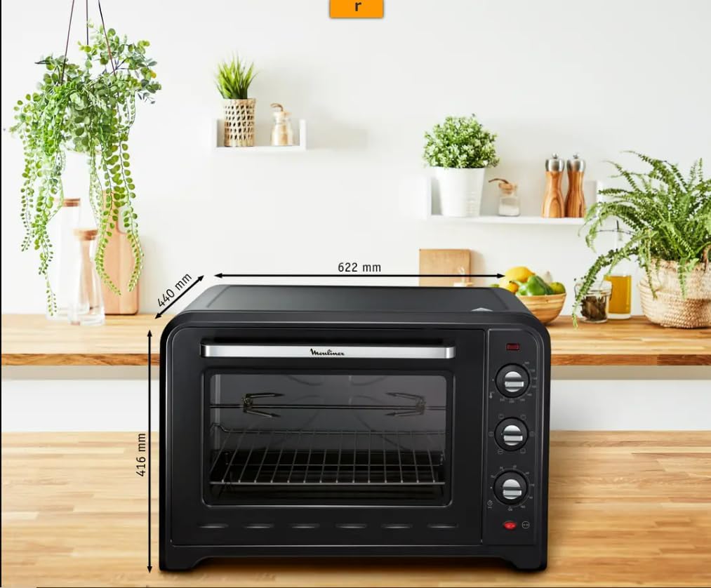 Four à convection électrique, 60 L, 2200 W, Thermostat jusqu'à 240 degrés, 7 modes de cuisson, Pain, Pizza, Tartes, Pâtisseries, Optimo, Noir YY2917FB