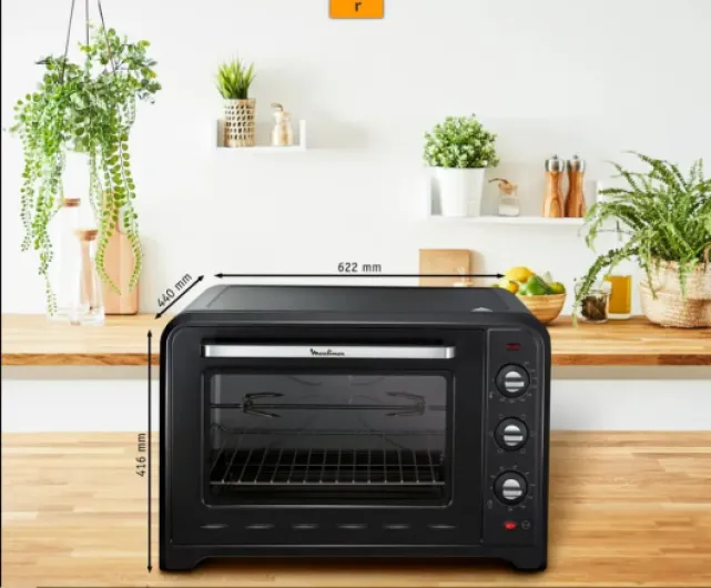 Four à convection électrique, 60 L, 2200 W, Thermostat jusqu'à 240 degrés, 7 modes de cuisson, Pain, Pizza, Tartes, Pâtisseries, Optimo, Noir YY2917FB