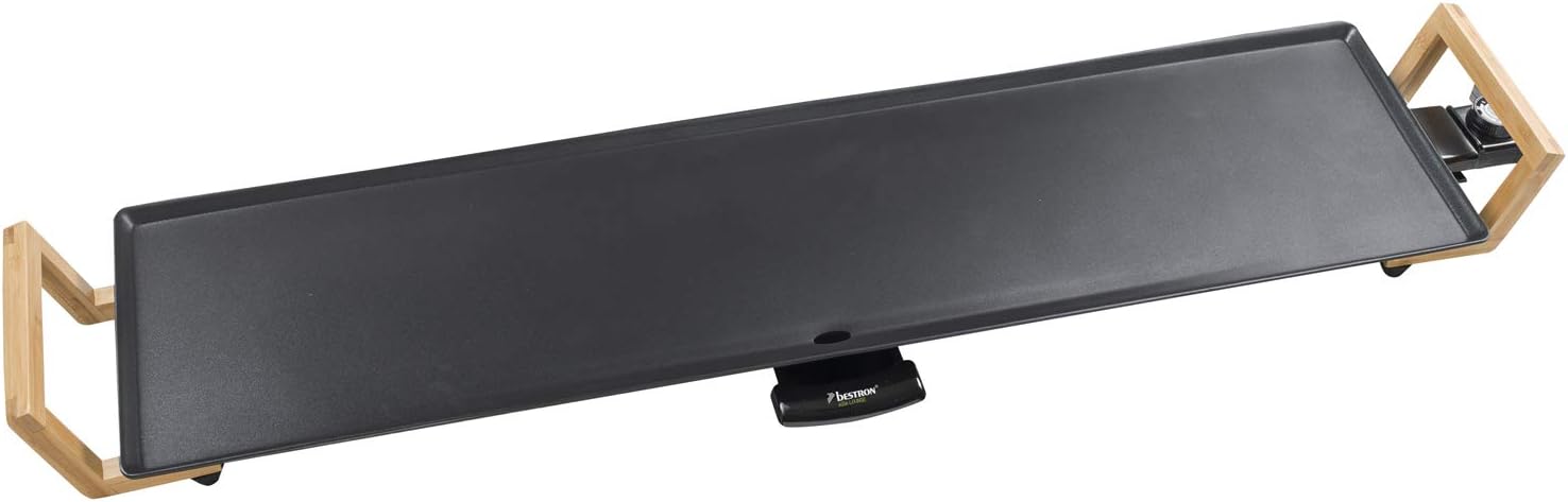 Plancha électrique, Barbecue electrique XXL avec revêtement anti-adhésif, Gril de table pouvant jusqu'à 8 personnes,Surface de cuisson extra longue, Asia Lounge, Couleur: noir