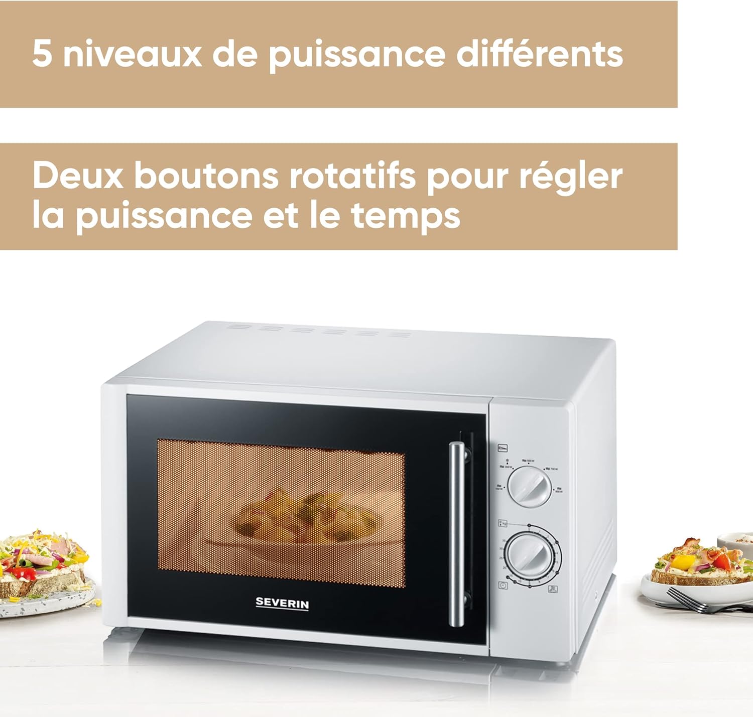 Four à micro-ondes 28 L, - 900 W pour décongeler, chauffer et réchauffer, - avec 5 niveaux de puissance, Minuteur 35 min, Plateau tournant (Ø 31,5 cm), Argent, MW 7772 Argent 28 Litres Monofonction