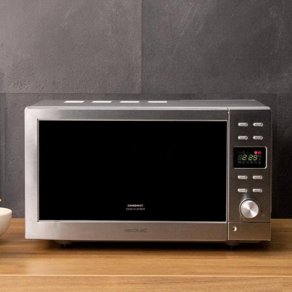 Micro-ondes sans plaque Digital GrandHeat 2000 Flatbed Steel - 700 W, capacité de 20 litres, 8 fonctions préréglées, démarrage rapide - Acier - Sans Grill 20 L