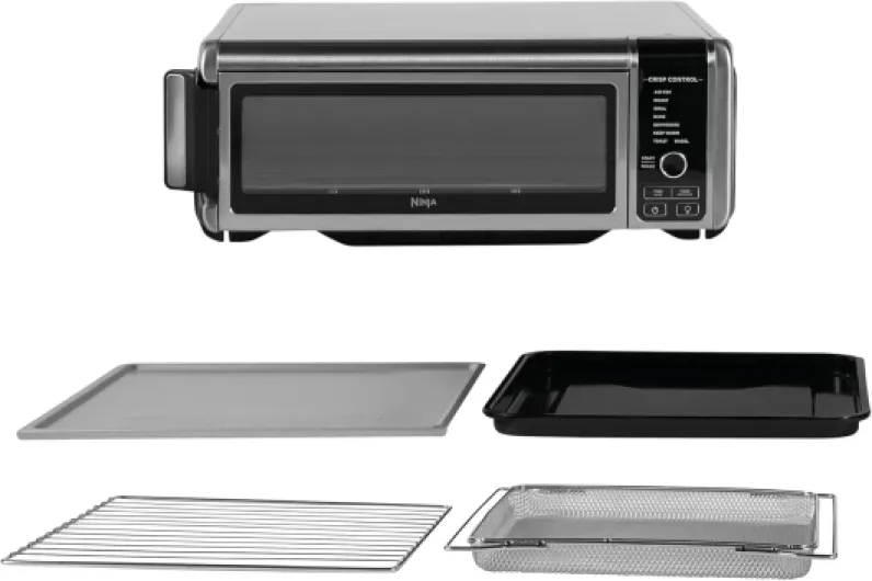 Foodi Four Multifonctions 8-en-1, Mini four portable, surfaces de travail, four multifonctions avec 8 fonctions de cuisson ; Air Fry, Rôtir, Griller, Cuire et plus encore - Argent/Noir SP101EU