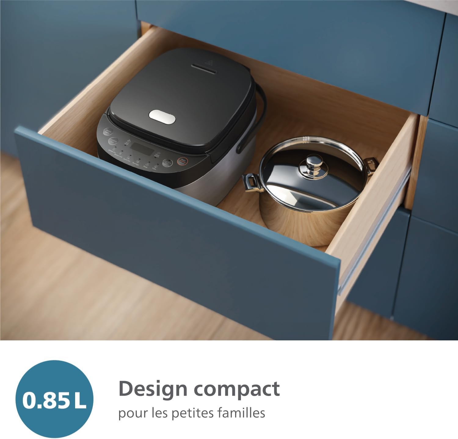 Cuiseur de riz série 3000 - Compact 0,85 L, 8 menus automatiques, cuve antiadhésive à 4 couches, cuisson rapide en 30 minutes, design noir et argent (HD3093/80) 8 Programmes