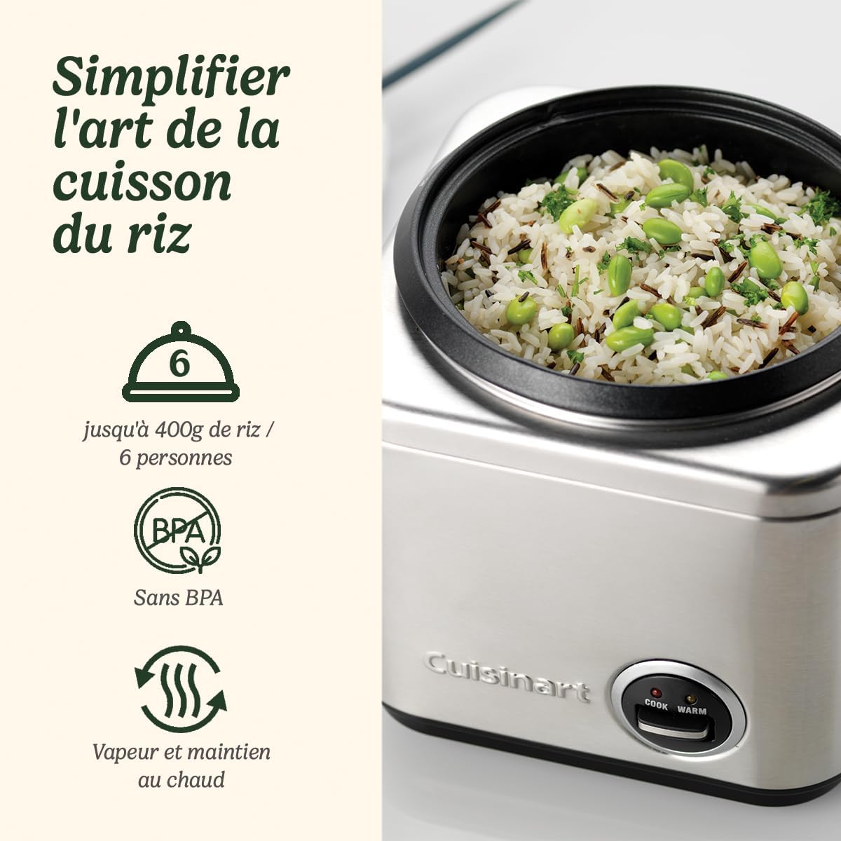 Rice Cooker 400g - Riz et céréales multicuiseur - Vapeur et maintien au chaud - Fil rétractable - acier inoxydable sans BPA - Tasse à mesurer et cuillère à riz - Livre de recettes inclus Cuiseur à riz + cuiseur vapeur