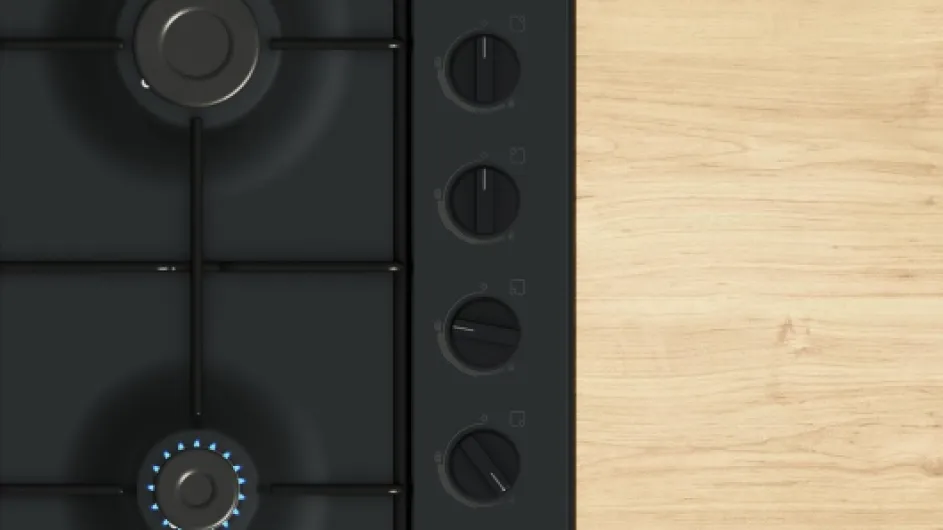 PBP6B6K80, Série 2, Plaque gaz, 4 feux, 60 cm, Email noir Noir Série 2 4 feux