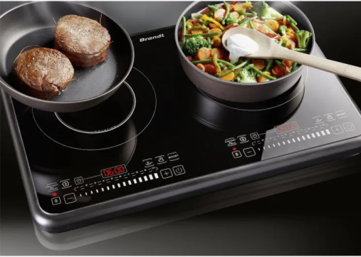 Brandt - TI2FSOFT - Plaque Induction Posable - Table de Cuisson - Noir - 2 Foyers - 3400W - - 10 Positions et Touche Booster - Fabriqué en France