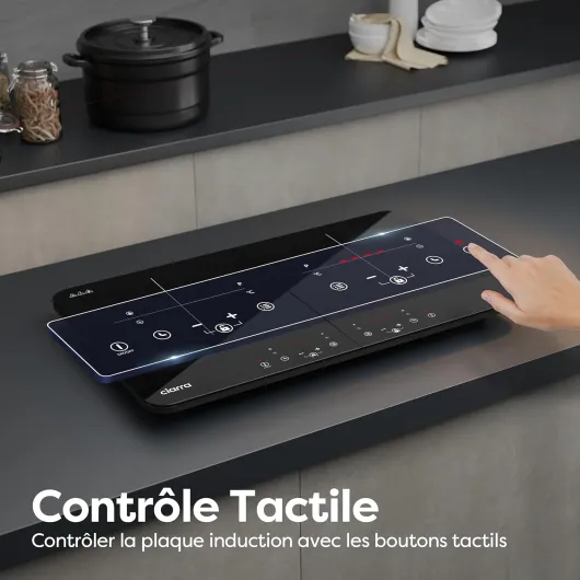 CBTIH2 Tables de Cuisson 2 Feux 3500W - Plaque à Induction Portable - 2Foyers - 9 Niveaux de Puissance - Commande Tactile - Minuterie avec Verrouillage Enfants - Noir 2 Foyers