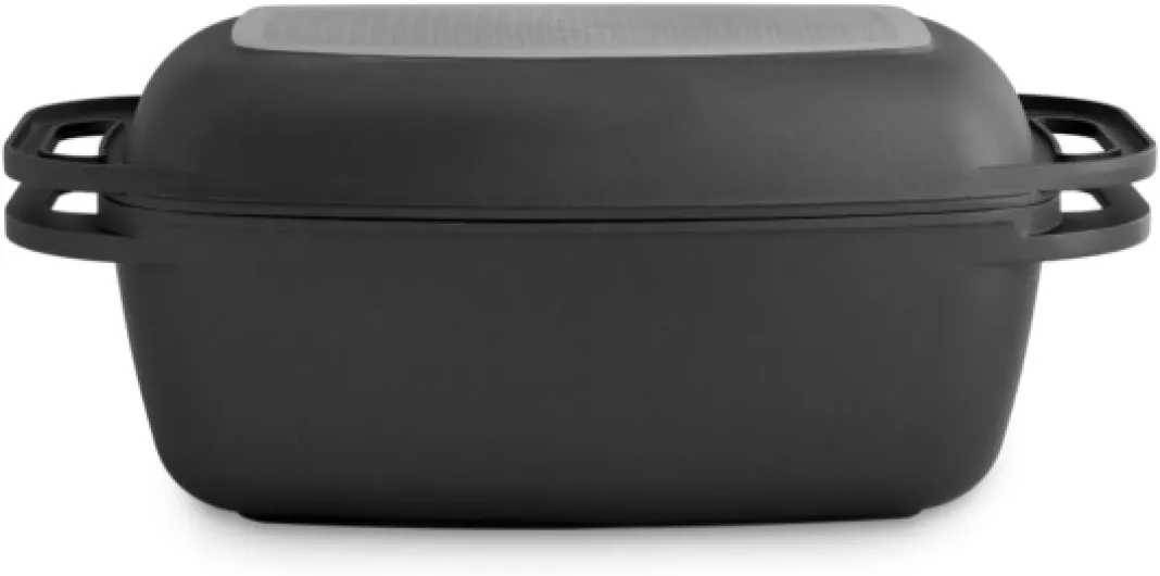 Rôtissoire, Roaster, Cocotte ovale en fonte d'aluminium avec couvercle en verre et bouton aroma intégré, purge à vapeur, antiadhésif - 7 litres avec couvercle de gril supplémentaire 7 Liter mit zus - Grilldeckel