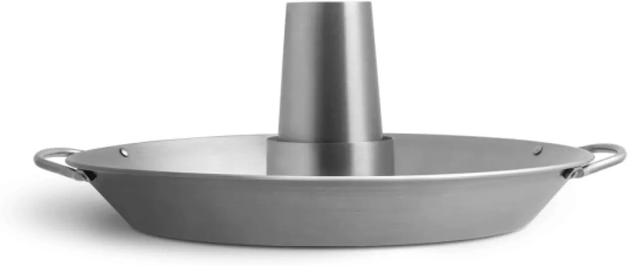 Rôtissoire à poulet BURNHARD® en acier inoxydable, réservoir d'arôme amovible, passe au lave-vaisselle, grandes poignées, idéal pour Beer Can Chicken, avec plateau – Beer Can Chicken 2.0