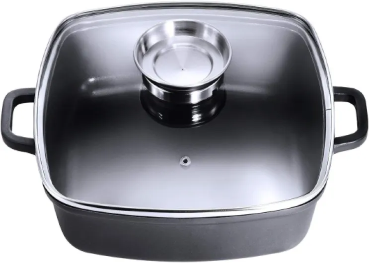 Rôtissoire Santorin en fonte d'aluminium 35 x 28 cm 5 litres avec couvercle en verre